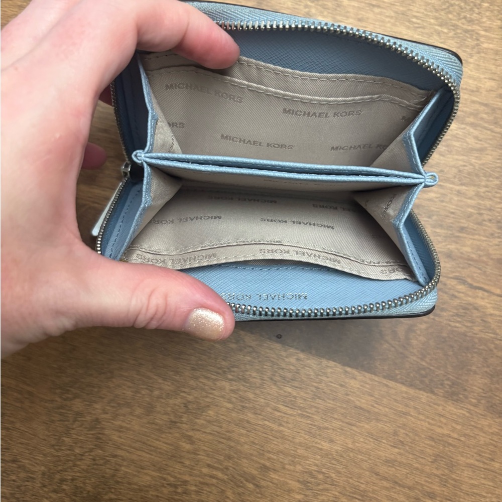 Michael Kors Light Blue Zip Wallet